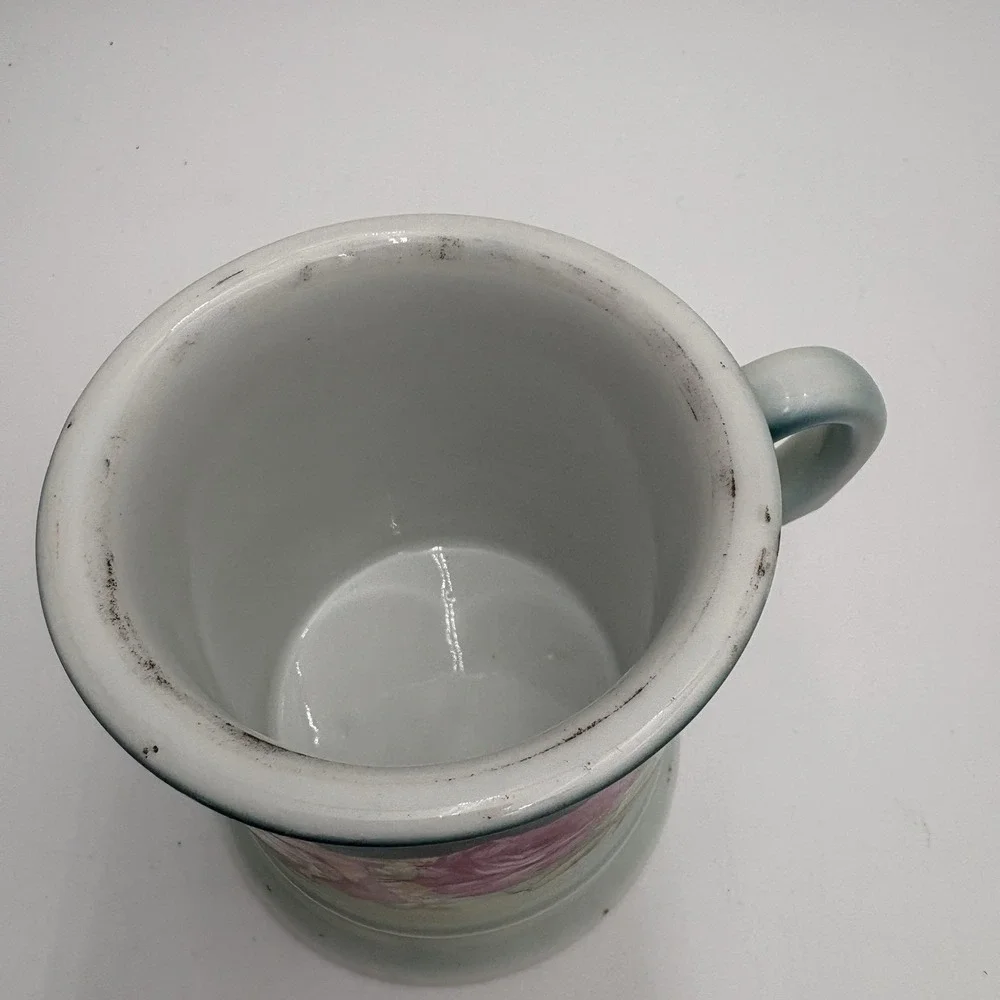 Vintage Shaving Mug Cup Porcelain Pink Roses Floral‎ Stamped
